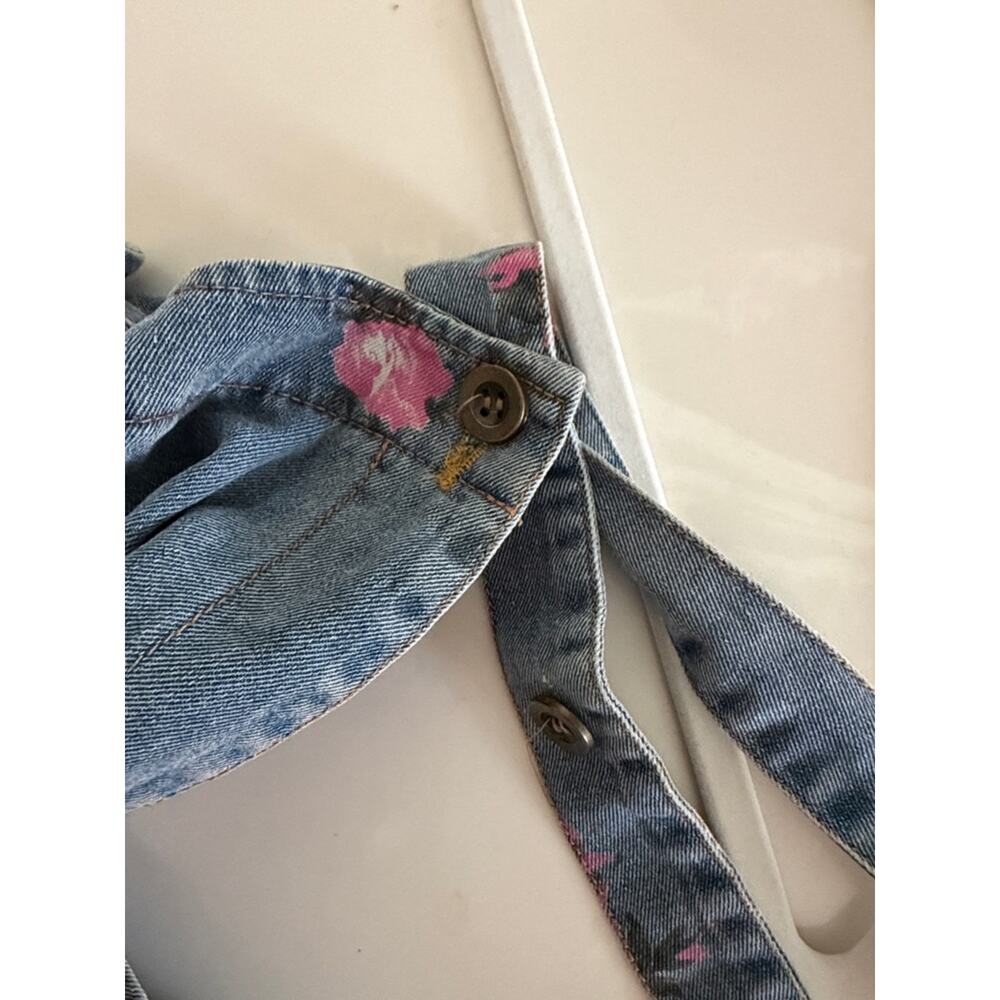 floral print denim shortall romper medium - Picture 11 of 11